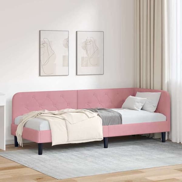 Maison Exclusive - Hjørnesengramme Rosa 80 x 200 cm Velour