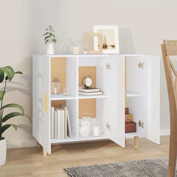 Maison Exclusive - Buffé vit 90x34x80 cm ingenjörsträ