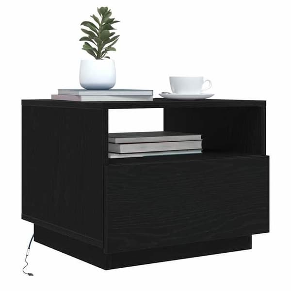 Bord - EKSKLUSIV HUS - 50x49x40 cm - Sort eg - Indbyggede RGB LED - USB 5V svart ek