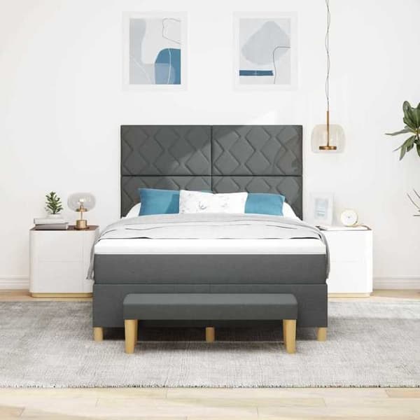 Sengestel med madras - EKSKLUSIV HUS - 190 x 140 cm - Mørkegrå - Medium skummadras - Lamelseng Mörkgrå