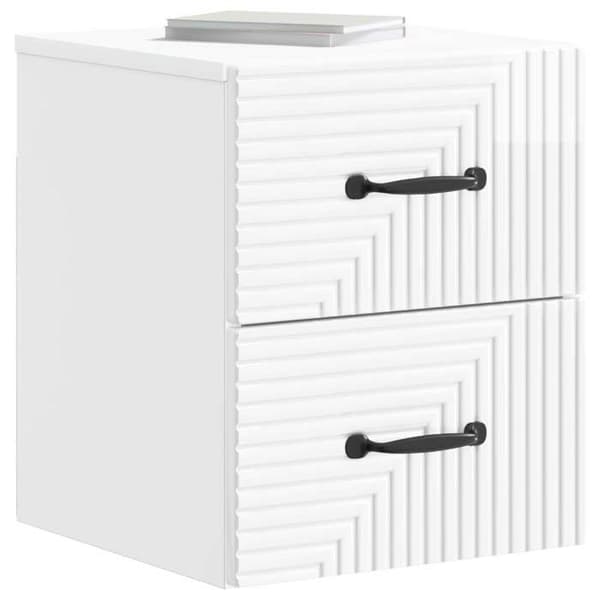 Maison Exclusive - Väggmonterad nattduksbord Vit glansig 34,5 x 33 x 40 cm