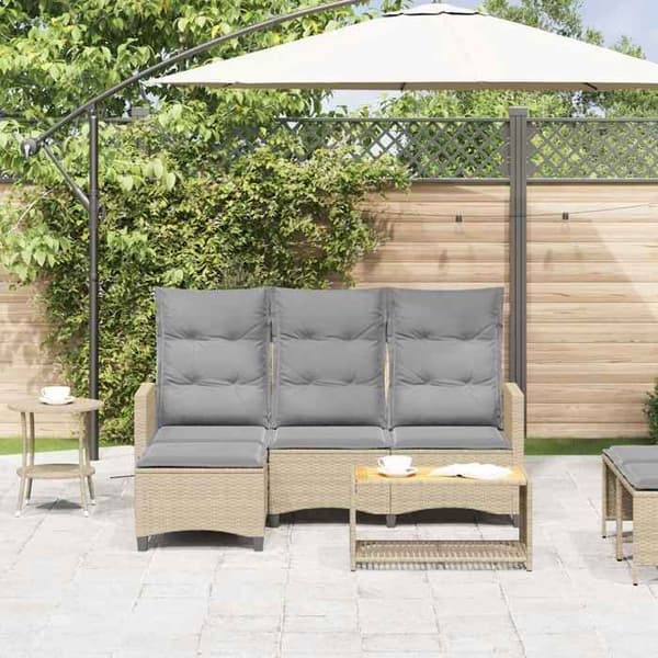 Maison Exclusive - Justerbar havemøbelsofa med L-formede puder i beige polyrotin