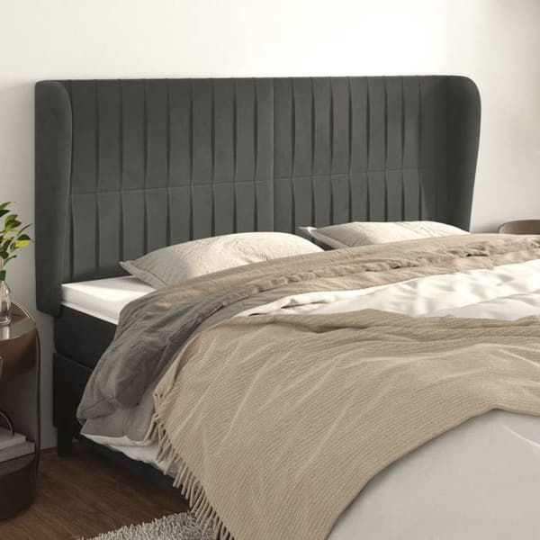 Maison Exclusive - Päätylevy korvilla Tummanharmaa 203x23x118/128 cm Sametti Mörkgrå