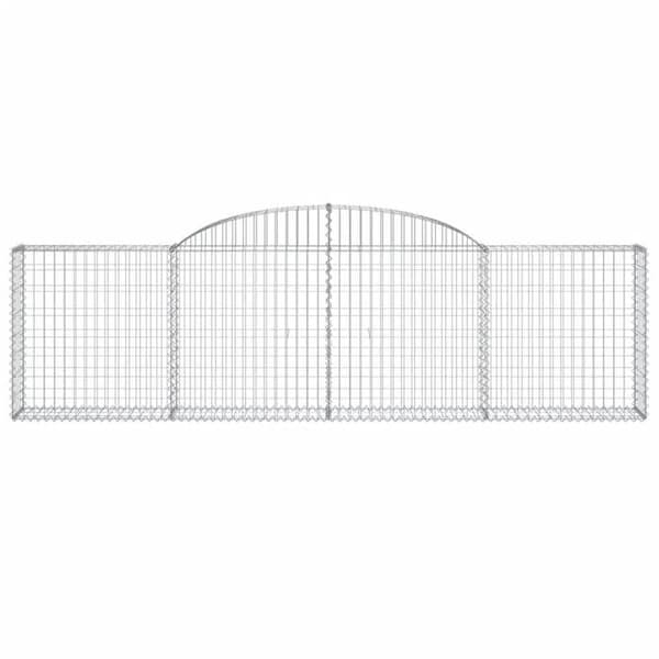 Maison Exclusive - Bågformade gabionkorgar 4 st 300x30x80/100 cm galvaniserat järn silver-
