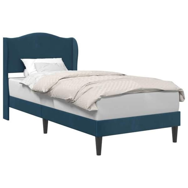 Maison Exclusive - Sängram med blått huvudgavel 90 x 200 cm Sammet
