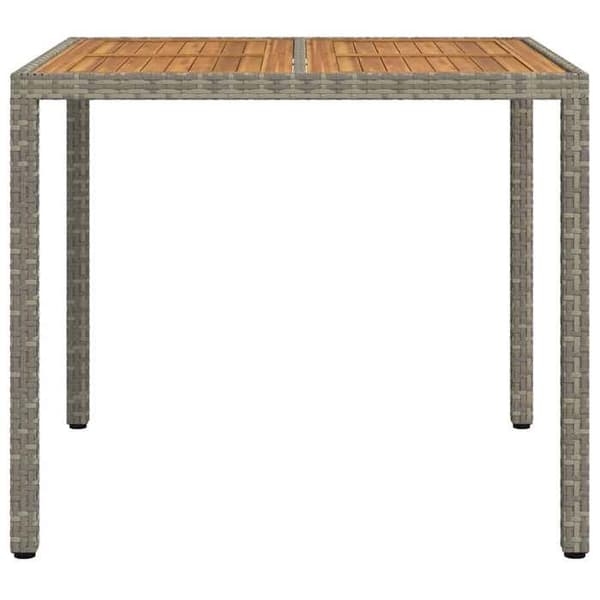 Puutarhapöytä - EXKLUSIIVINEN KOTI - Neliö 90x90x75 cm - Polyrottinki - Teräsrunko pinnoitettu - Harmaa Grå