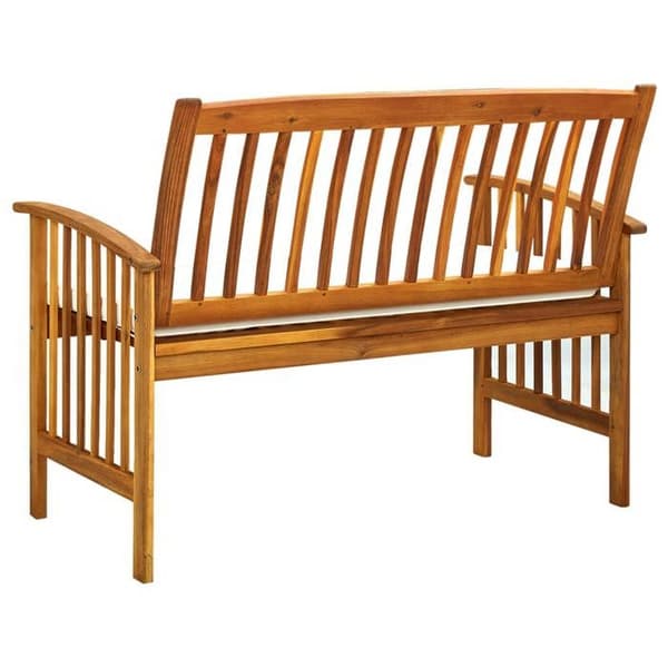 Maison Exclusive - Bænk til haven med pude 119 cm Solid akacietræ Krämvit (kudde)