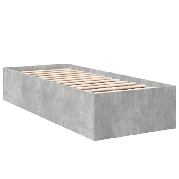 Sengestel - EKSKLUSIV HUS - 100x200 cm - Betongrå - Træ (spånplader) - Lamelseng betong grå