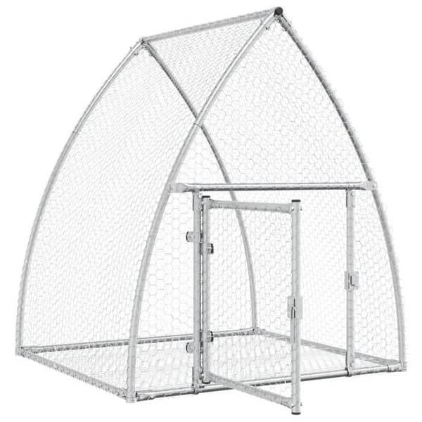 Klapper til små dyr - EKSKLUSIV HUS - 105x100x120 cm - Galvaniseret stål - Ventileret net - Låselig dør Silver