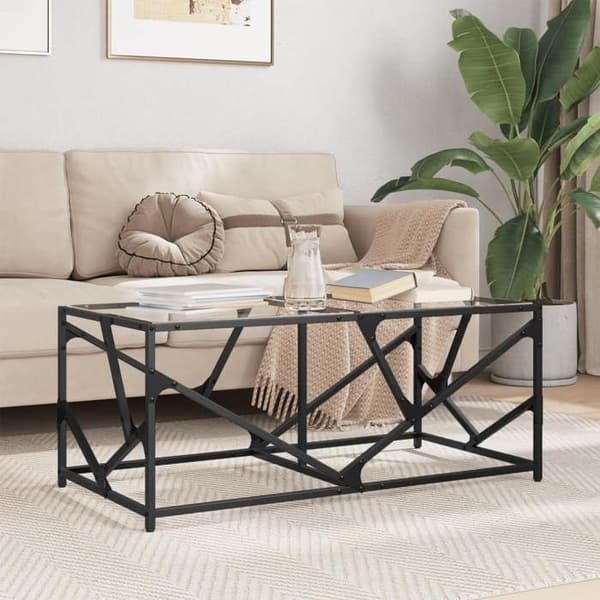 Bord - EKSKLUSIV HUS - 98,5x50x41 cm - transparent glasplade - inox ramme - rektangulær