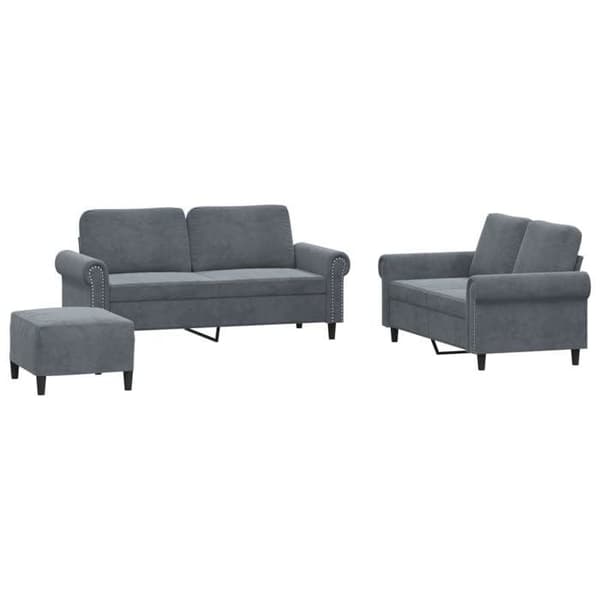 Maison Exclusive - Sæt af 3 sofaer med puder Mørkegrå Velour