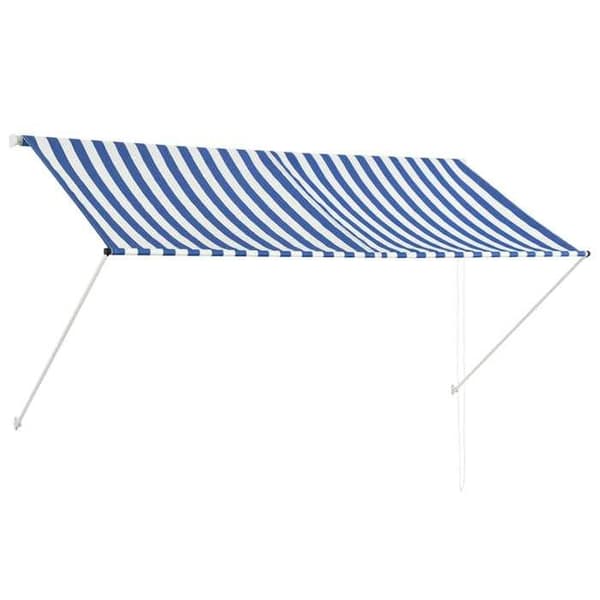 Fällbart tak - Exklusivt hus - 250 x 150 cm - Blå och vit - Belagt polyester tyg Blå och vit