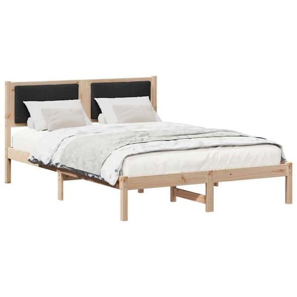 Sengestel - EKSKLUSIV HUS - 160 x 200 cm - Sort - Massiv fyr - Polyester hovedgærde Svart