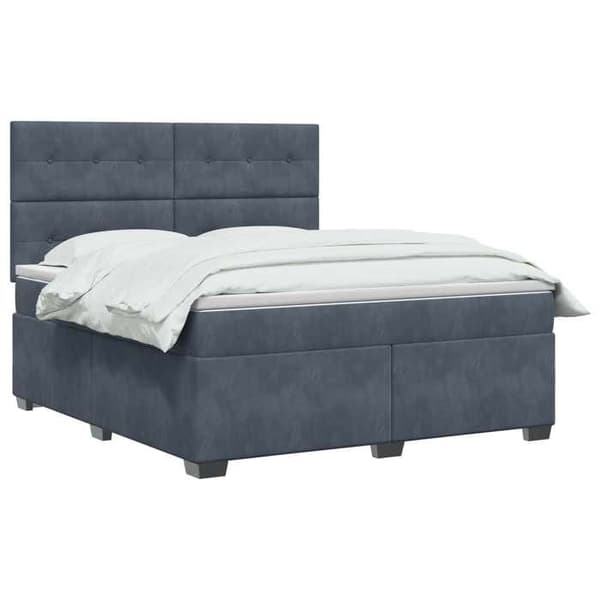 Maison Exclusive - Boxspring-sänky tummanharmaalla patjalla 160 x 200 cm Sametti