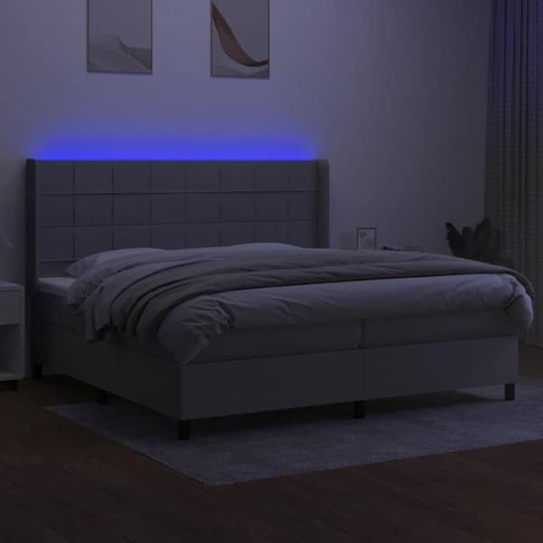 Maison Exclusive - Seng bunde med lameller madras LED Lys Grå 200x200 cm Stof