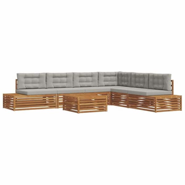 Maison Exclusive - 8 kpl Ulkokalusteiden Sohvasetti Harmaa Luonnollinen ja Vaalea