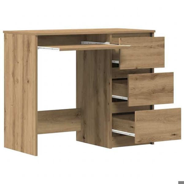 Maison Exclusive - Håndlavet egetræskontor 90x45x76 cm ingeniørtræ Ek