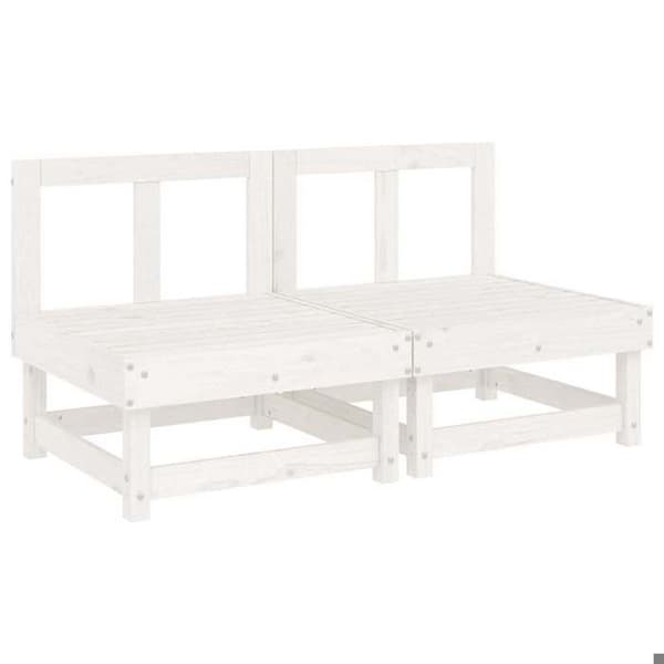 Maison Exclusive - Centrala soffor med kuddar 2 st vit massiv furu