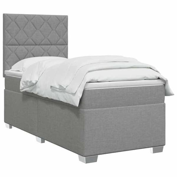 Maison Exclusive - Boxspring säng med madrass Ljusgrå 100 x 200 cm Tyg