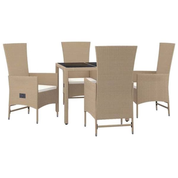 Maison Exclusive - Puutarhakalusteryhmä tyynyillä 5 kpl Beige polyrottinki