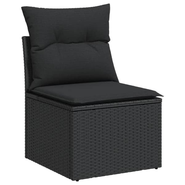 Maison Exclusive - Havegruppe 6 stk med sorte puder i flettet harv