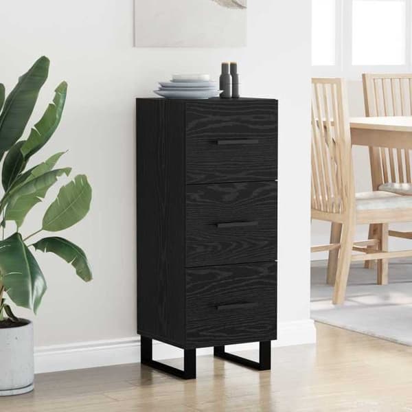 Maison Exclusive - Buffet Sort egetræ 34,5 x 34 x 90 cm Ingeniørtræ og jern svart ek