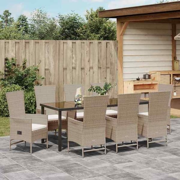 Maison Exclusive - 9 pc spisestue sæt til haven i beige polyrotin beige