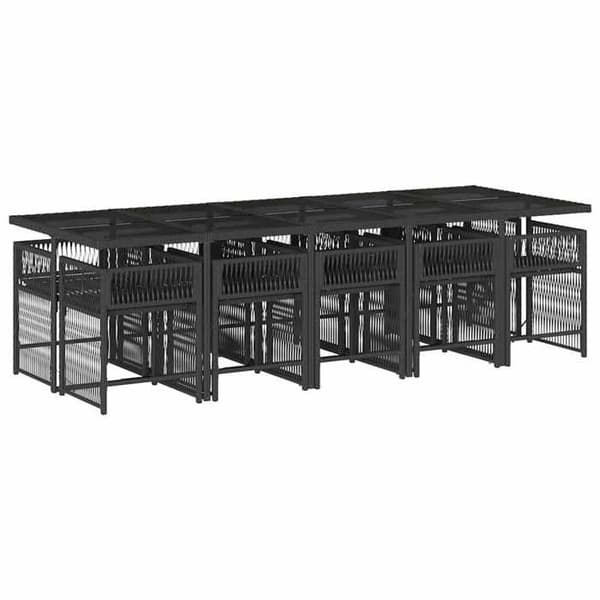 Maison Exclusive - Trädgårdsset 11 delar med svarta kuddar i flätad resin