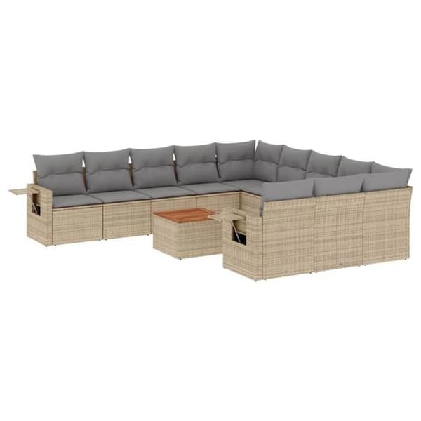 Maison Exclusive - Trädgårdsmöbler och kuddar 12 st blandning beige flätad resin