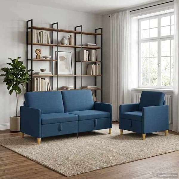 Maison Exclusive - Soffa med förvaring 2 st Blå Polyester