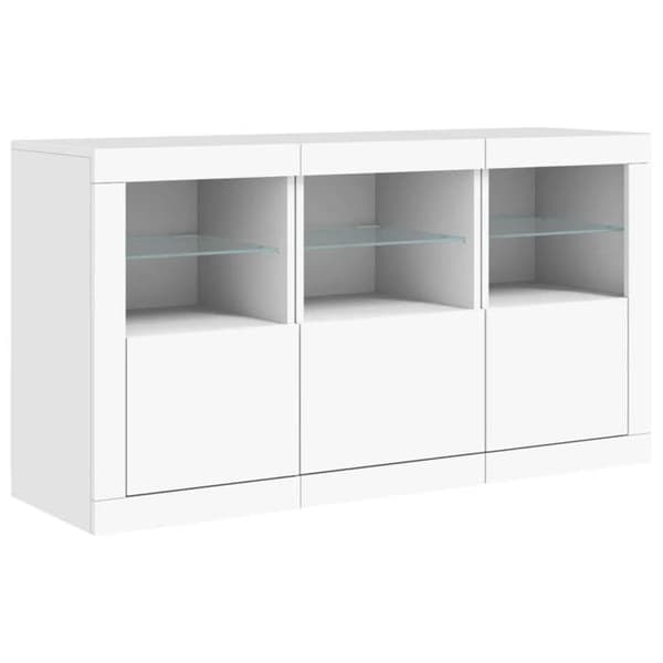 Maison Exclusive - Buffet med hvide LED-lys 123x37x67 cm