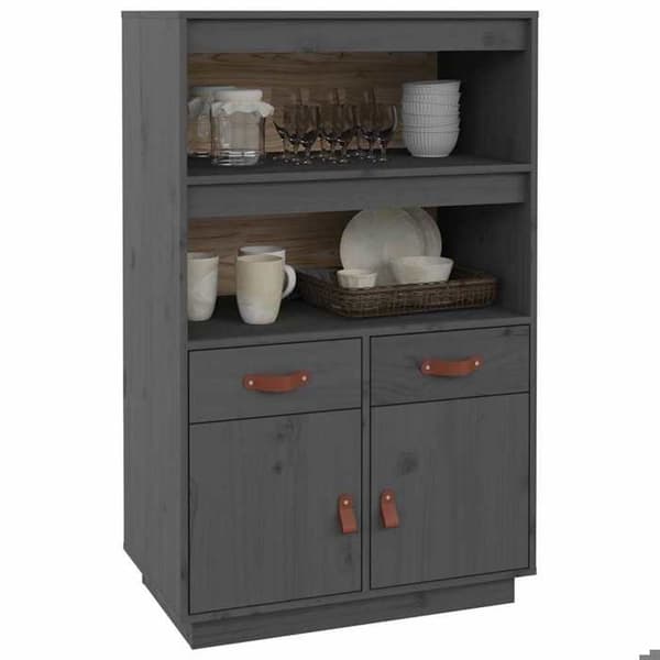 Maison Exclusive - Buffé hög Grå 67x40x108,5 cm Massivt furu
