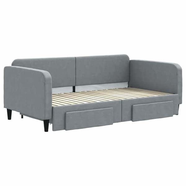 Päivävuode - EXCLUSIVE-KOTI - 100x190 cm - Alivuode - Harmaa kangas - 2 laatikkoa