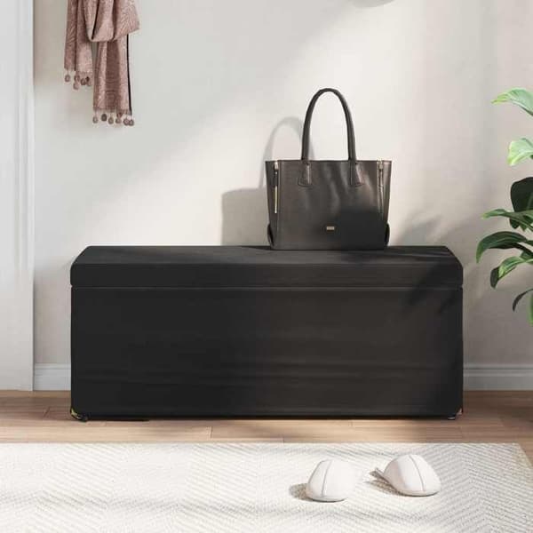 Taburet - EKSKLUSIV HUS - 101x41x40 cm - Sort - Velour & komposittræ - Uden ryg Svart