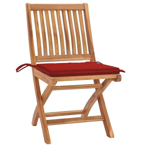 Havestole - EKSKLUSIVT HUS - Solid teak - Sæt af 4 - Sammenklappelige - Puder inkluderet
