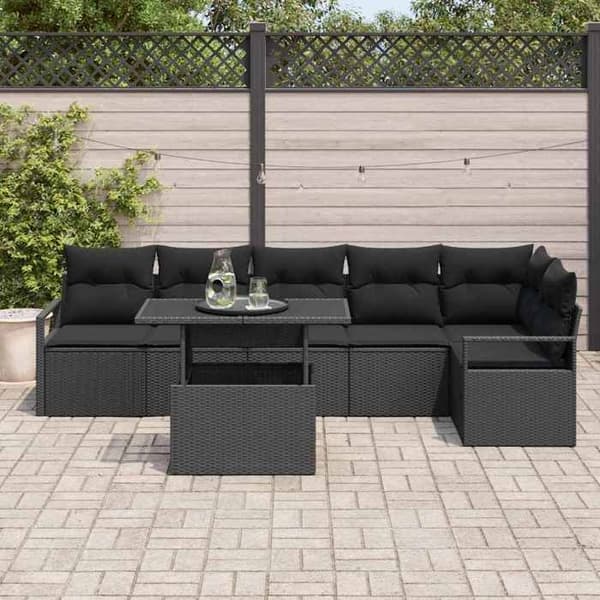 Trädgårdsmöbler - MAISON EXCLUSIVE - Modulär - Svart - 7 delar - Väderbeständig polyrotin Svart