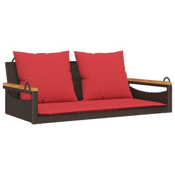 Maison Exclusive - Balanssoffa med bruna kuddar 109x62x40 cm flätad resin
