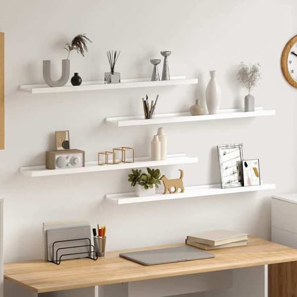 Maison Exclusive - Væghylder 4 stk Hvid 80x9x3 cm