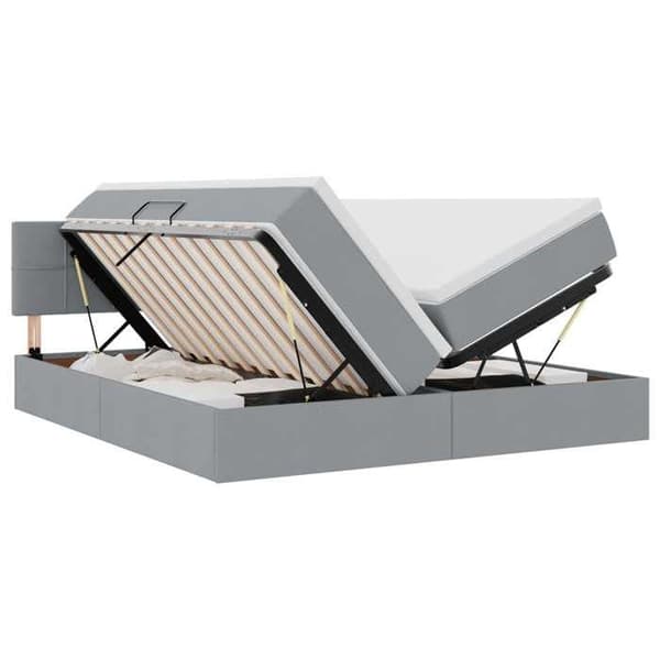 Maison Exclusive - Ljusgrå Förvaringssäng 200 x 200 cm Syntetiskt läder