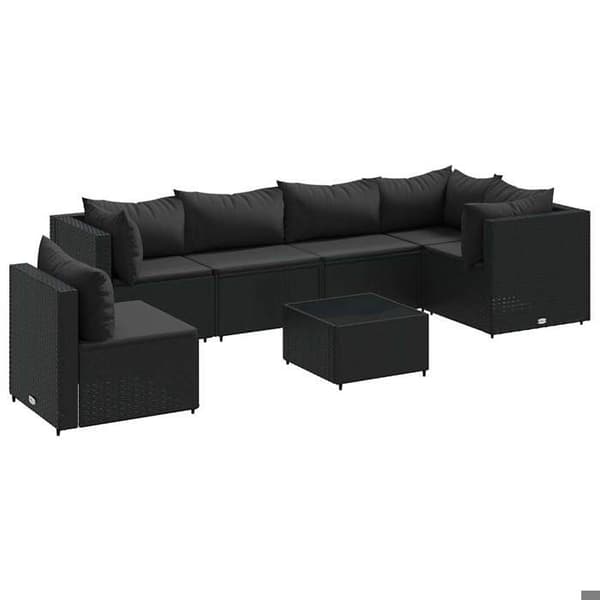 Maison Exclusive - Trädgårdsmöbler 7 delar med kuddar Svart flätad resin
