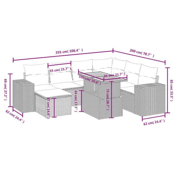 Maison Exclusive - Trädgårdsmöbler 8 delar med svarta kuddar i flätad resin