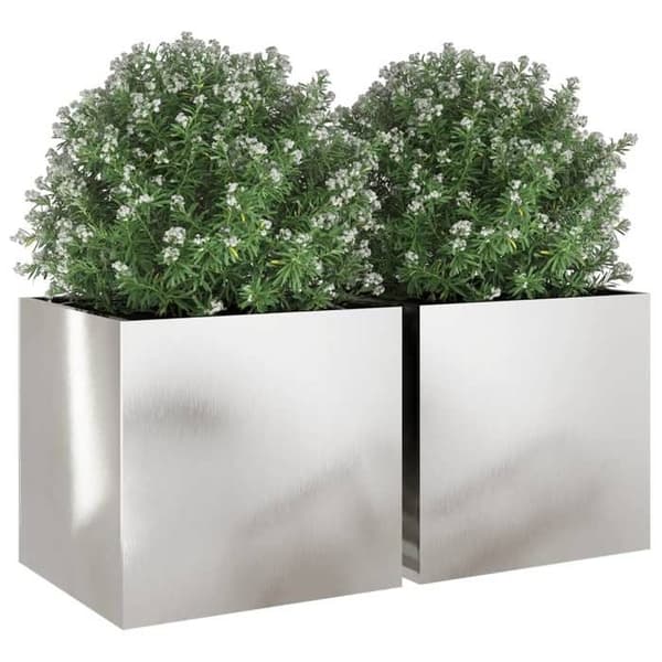Maison Exclusive - Blomlådor 2 st silverfärgade 49x47x46 cm rostfritt stål