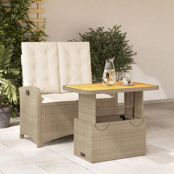 Maison Exclusive - Puutarhakalusteryhmä ja 2 kpl beige polyrottinkityynyä