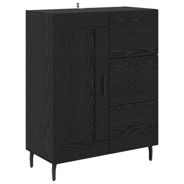 Maison Exclusive - Buffé Ek svart 69,5 x 34 x 90 cm Ingenjörsträ och järn