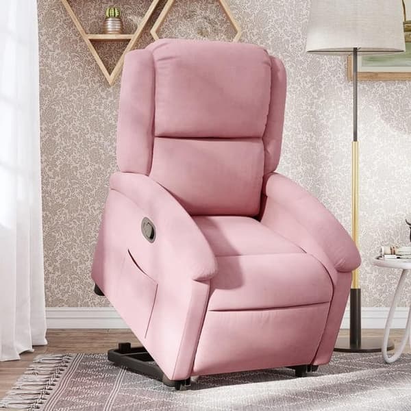 Fällbar fåtölj - EXKLUSIV HEM - Rosa Sammet - Elektrisk lyft - Lutning 135° - Sidoficka Rosa (sammet)