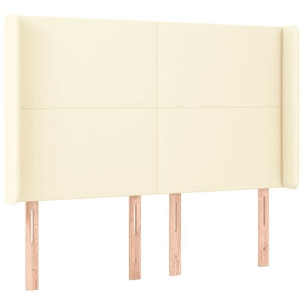 Maison Exclusive - LED Hovedgærde Creme 147x16x118/128 cm Simililæder