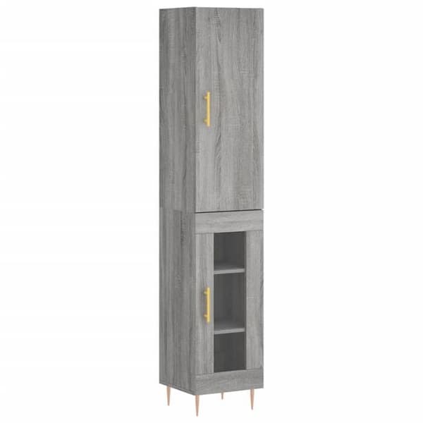 Maison Exclusive - Buffé hög Sonoma grå 34,5x34x180 cm Ingenjörsträ