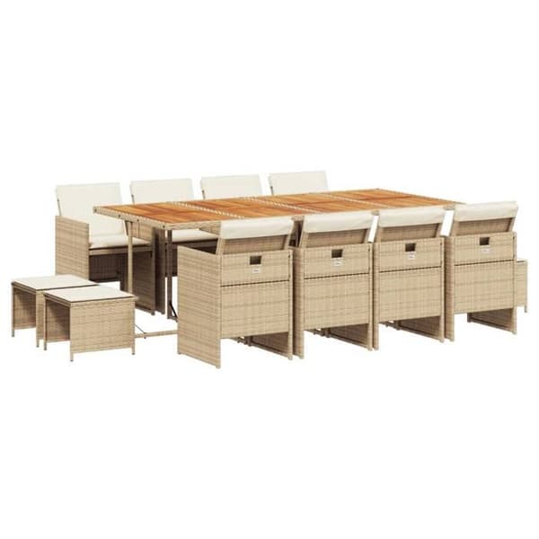Maison Exclusive - Trädgårdsset med matbord och kuddar 13 delar beige