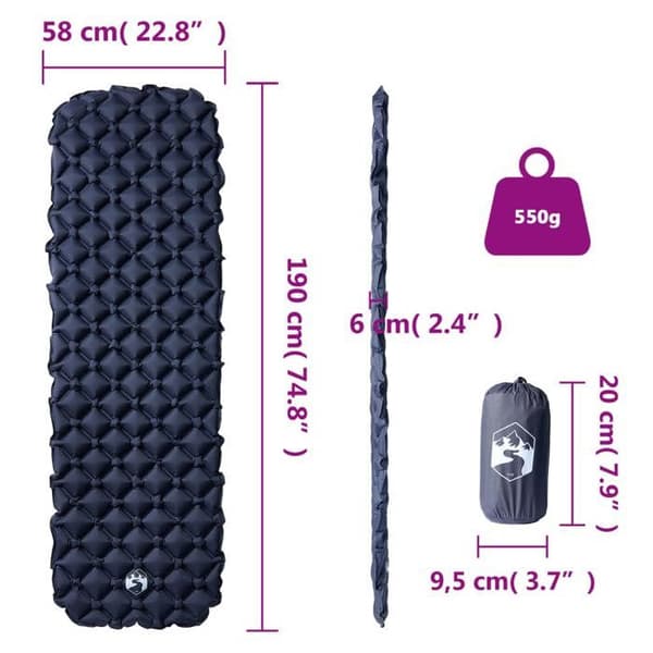 Maison Exclusive - Oppustelig campingmadras til 1 person grå 190x58x6 cm Grå