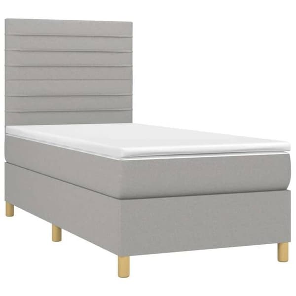 Maison Exclusive - Seng med lameller og madras samt LED Lys Grå 90x200cm